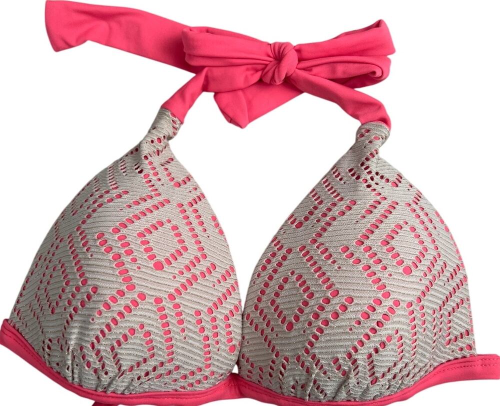 Hula Honey Small Swim Top Pink & White Tribal